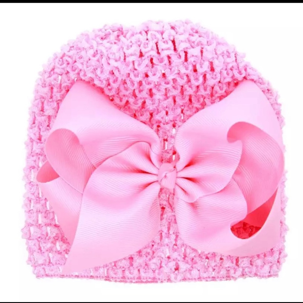 Infant Newborn Hat w/ Bow or Flower Hat Cap Beanie
